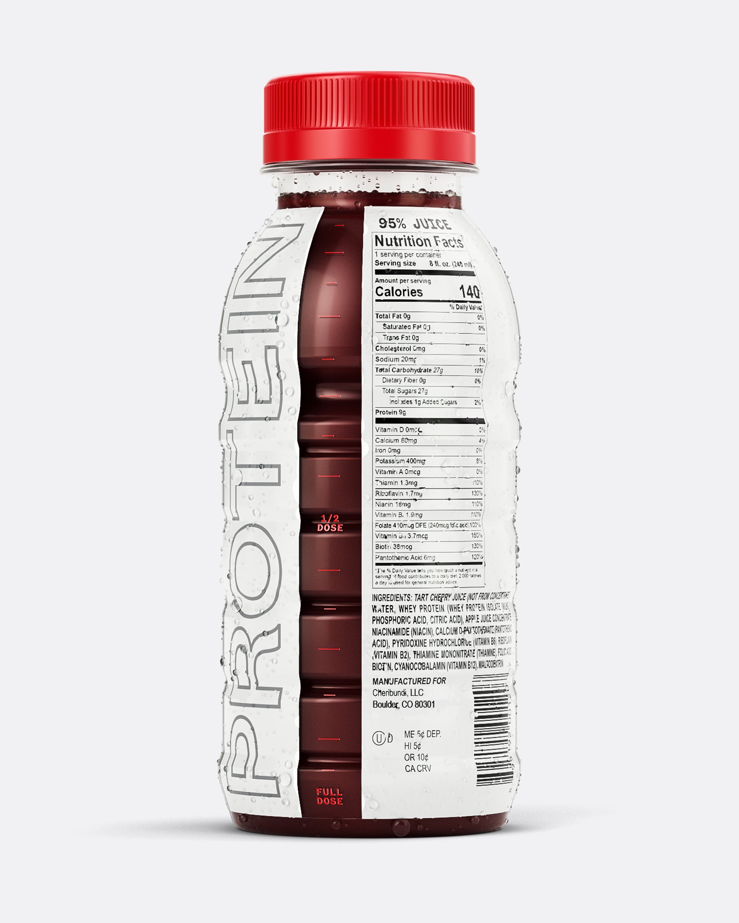 Cheribundi protein tart cherry juice back packaging