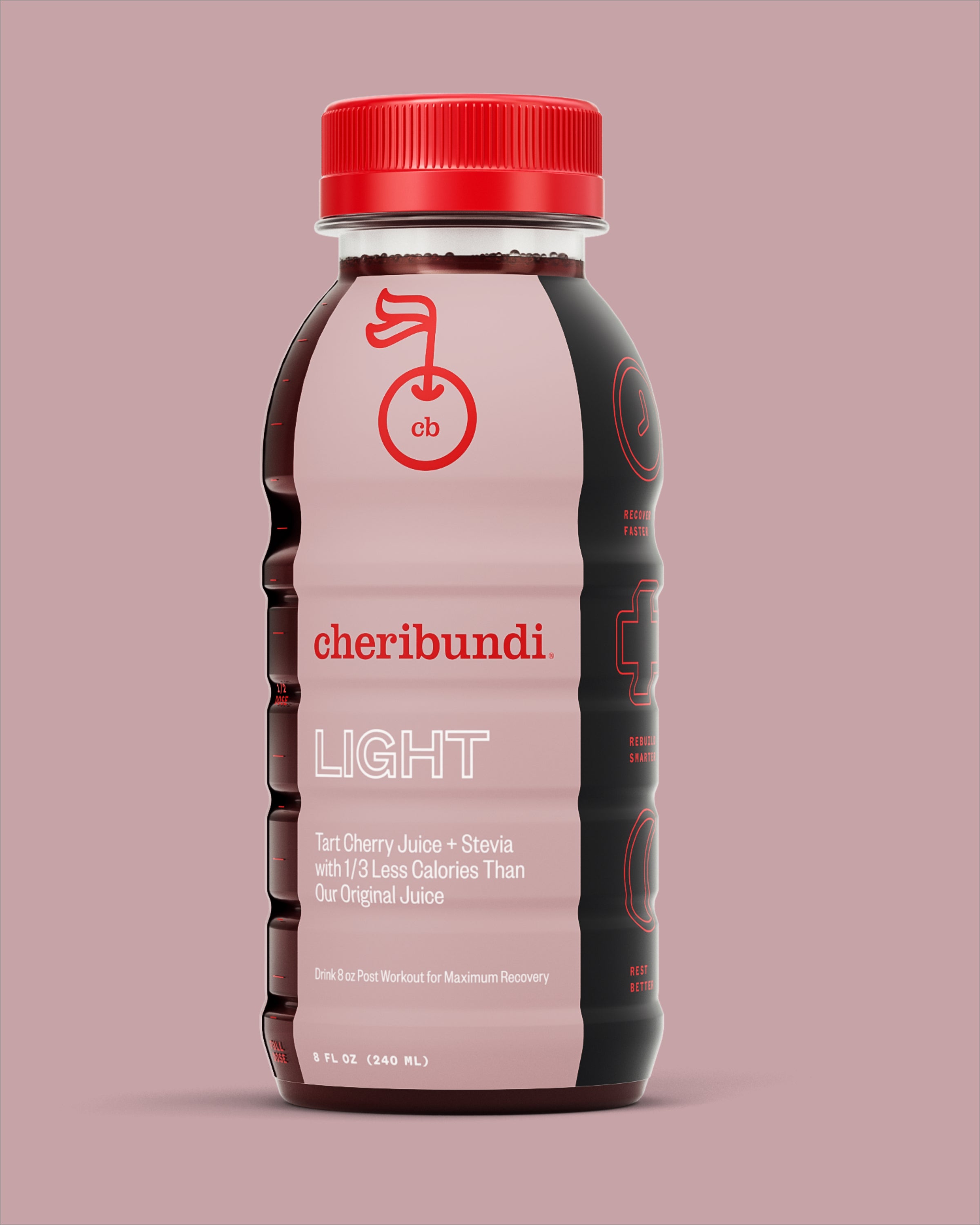 Light front packaging. Cheribundi tart cherry juice light. Cheribundi light tart cherry juice