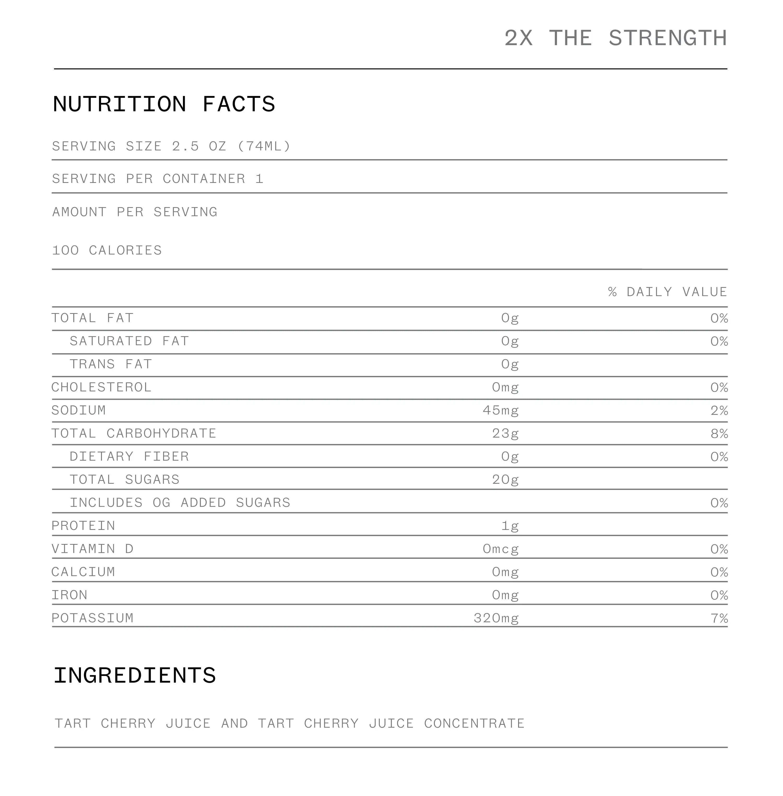 Cheribundi Pure tart cherry juice Concentrate Nutrition Facts and Ingredients.
