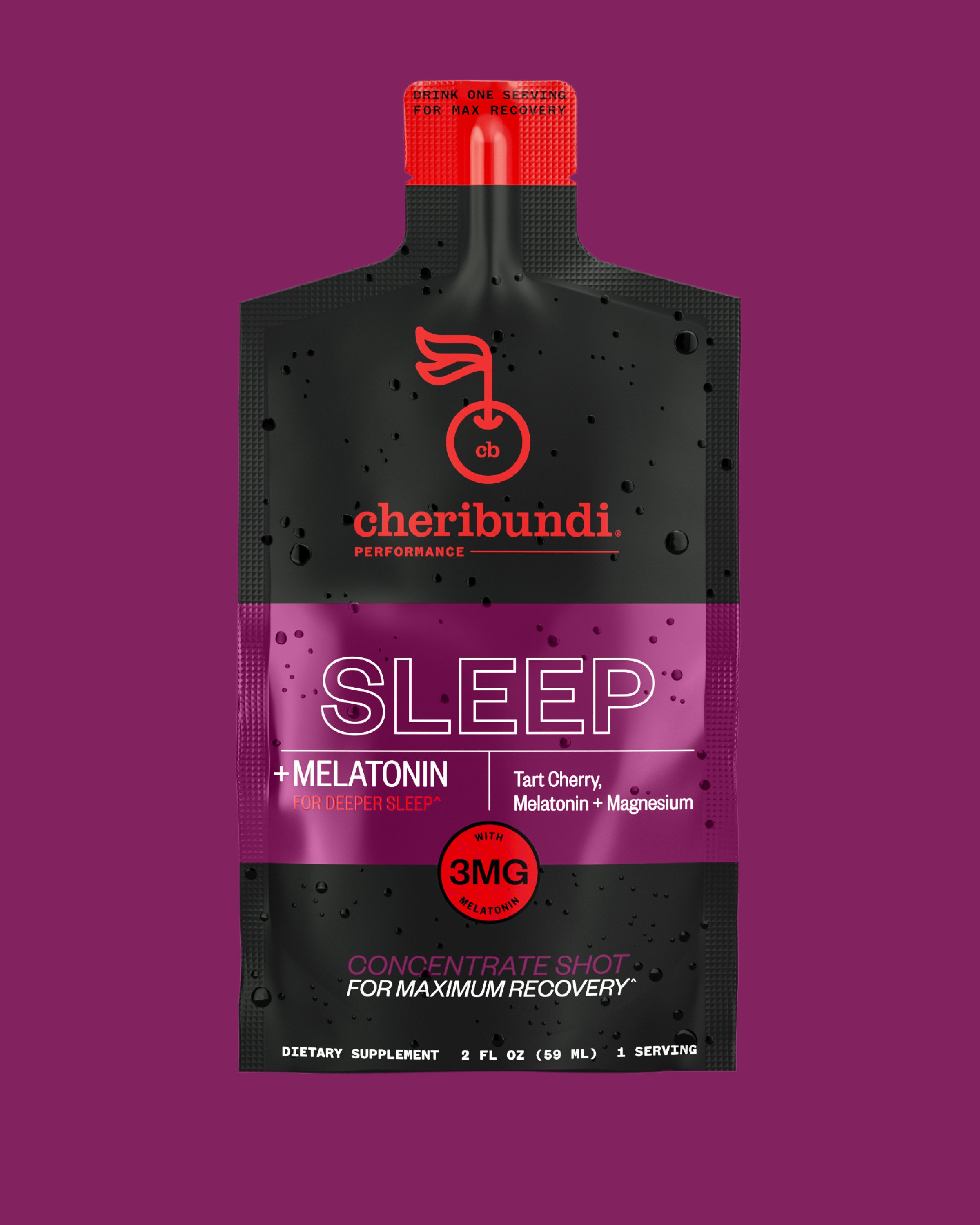 Sleep Concentrate front packaging. Cherry juice for insomnia