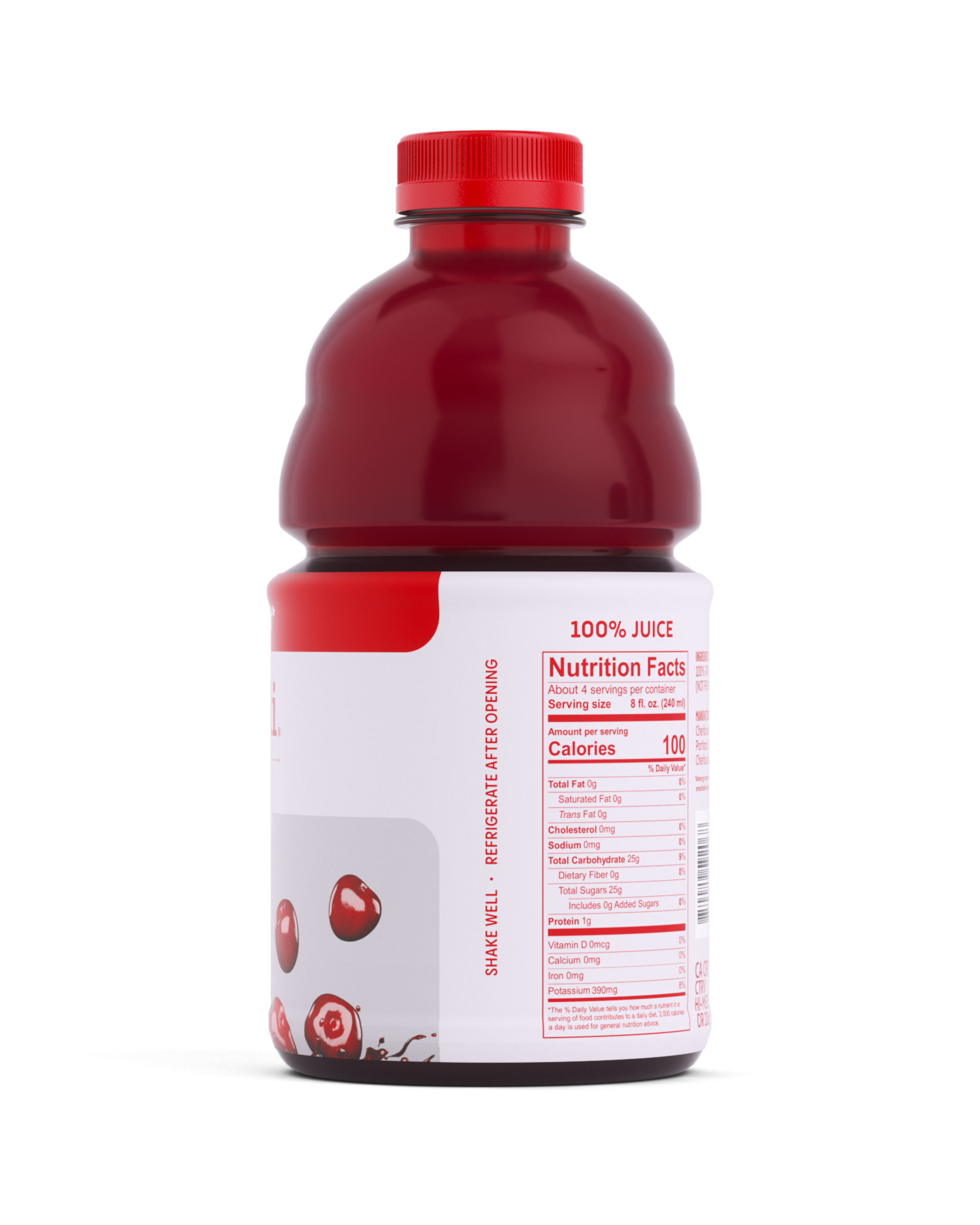 Cheribundi 100% Pure Tart Cherry Juice side packaging