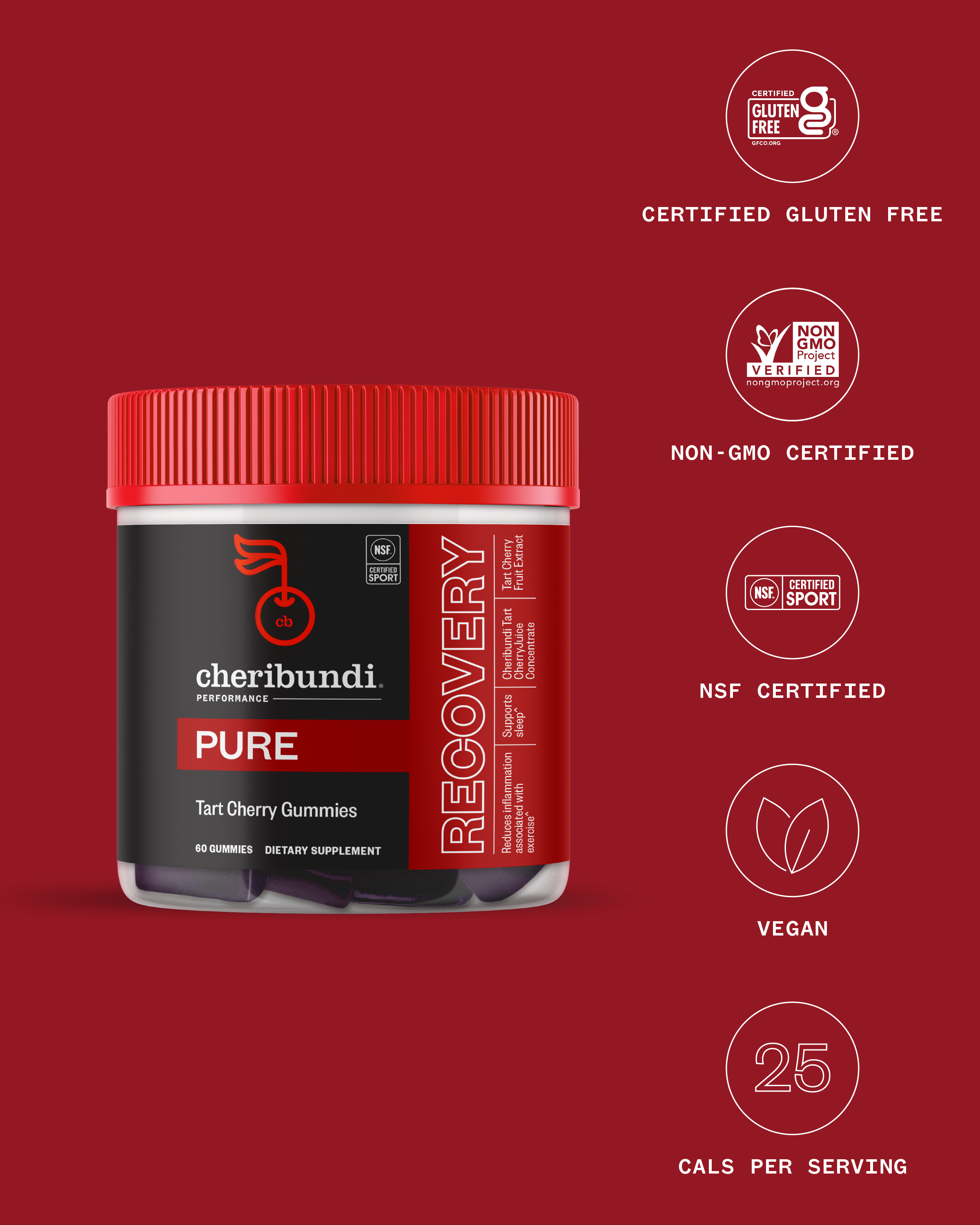 prev. Cheribundi Pure tart cherry gummies front packaging