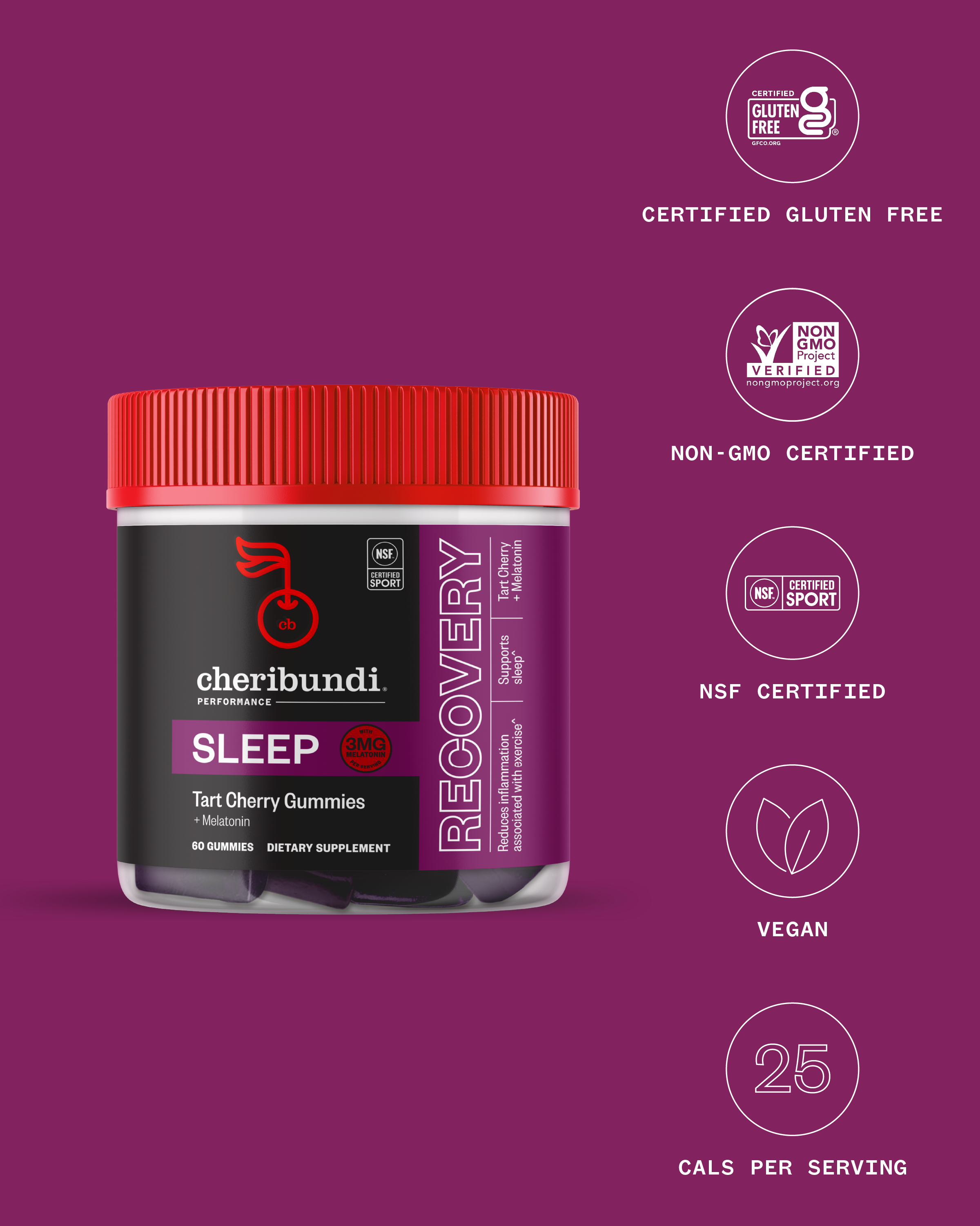 Cheribundi Tart Cherry Juice Gummies for Sleep front packaging