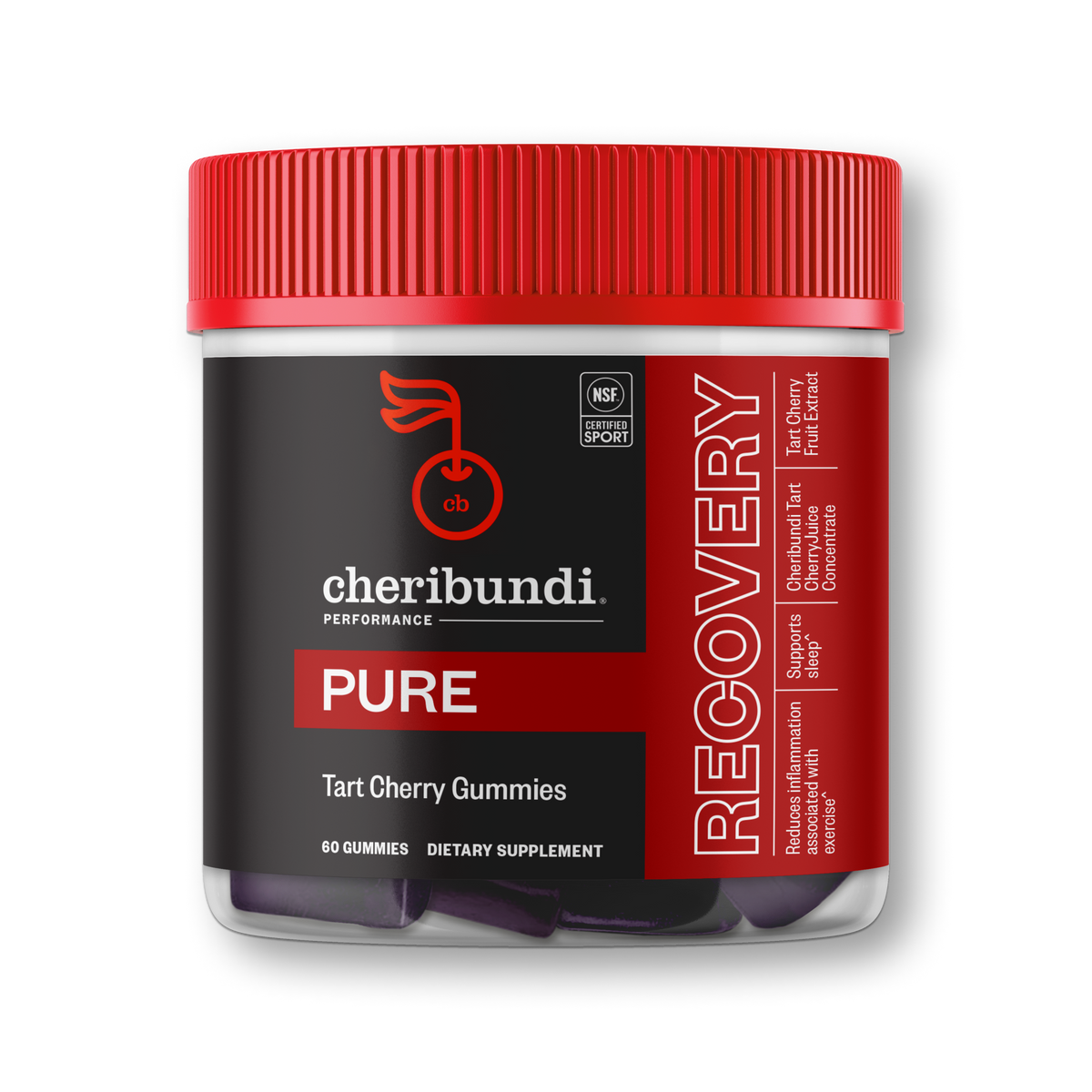 Cheribundi Pure cherry juice gummies front packaging