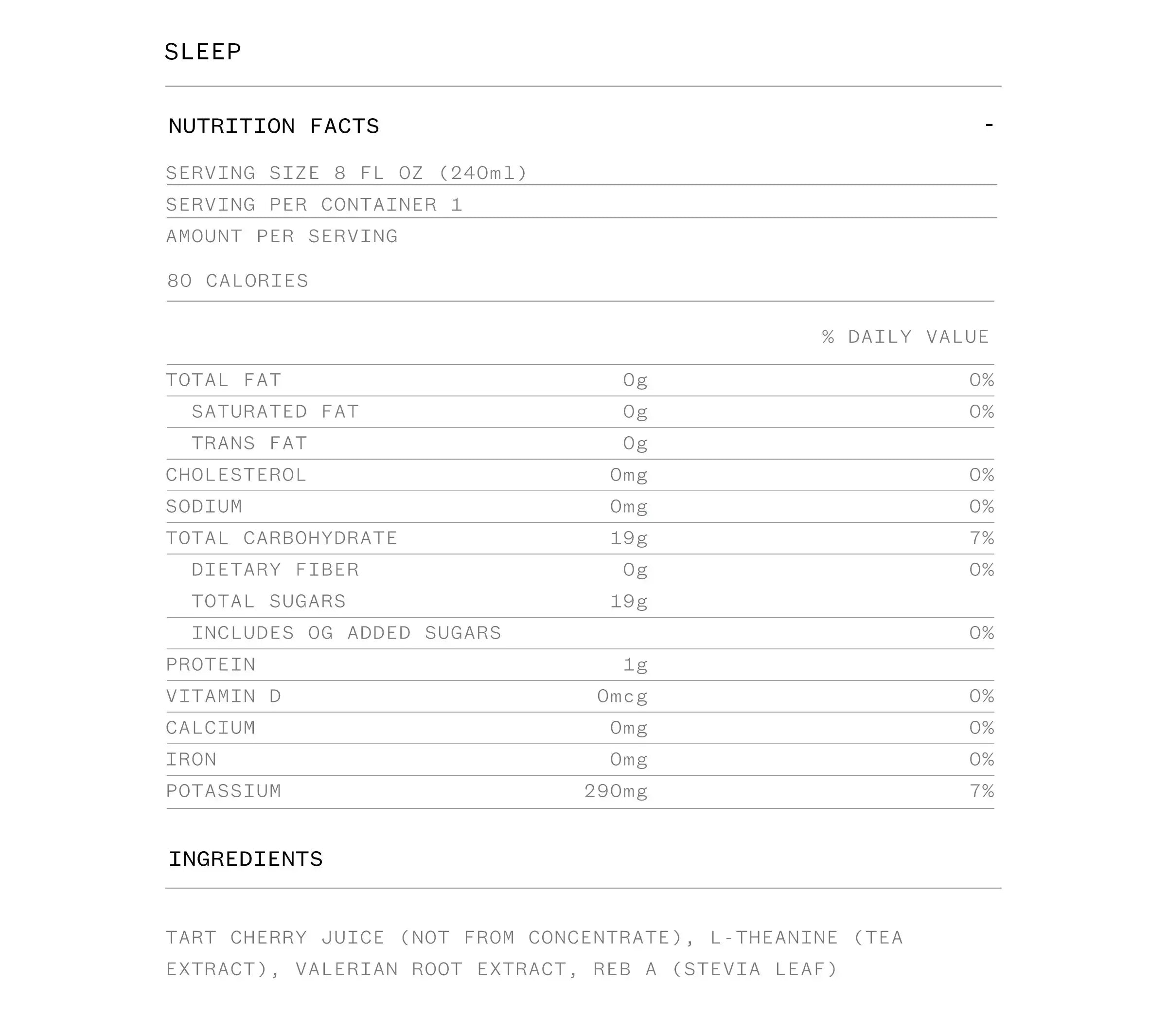 Nutrition Facts and Ingredients